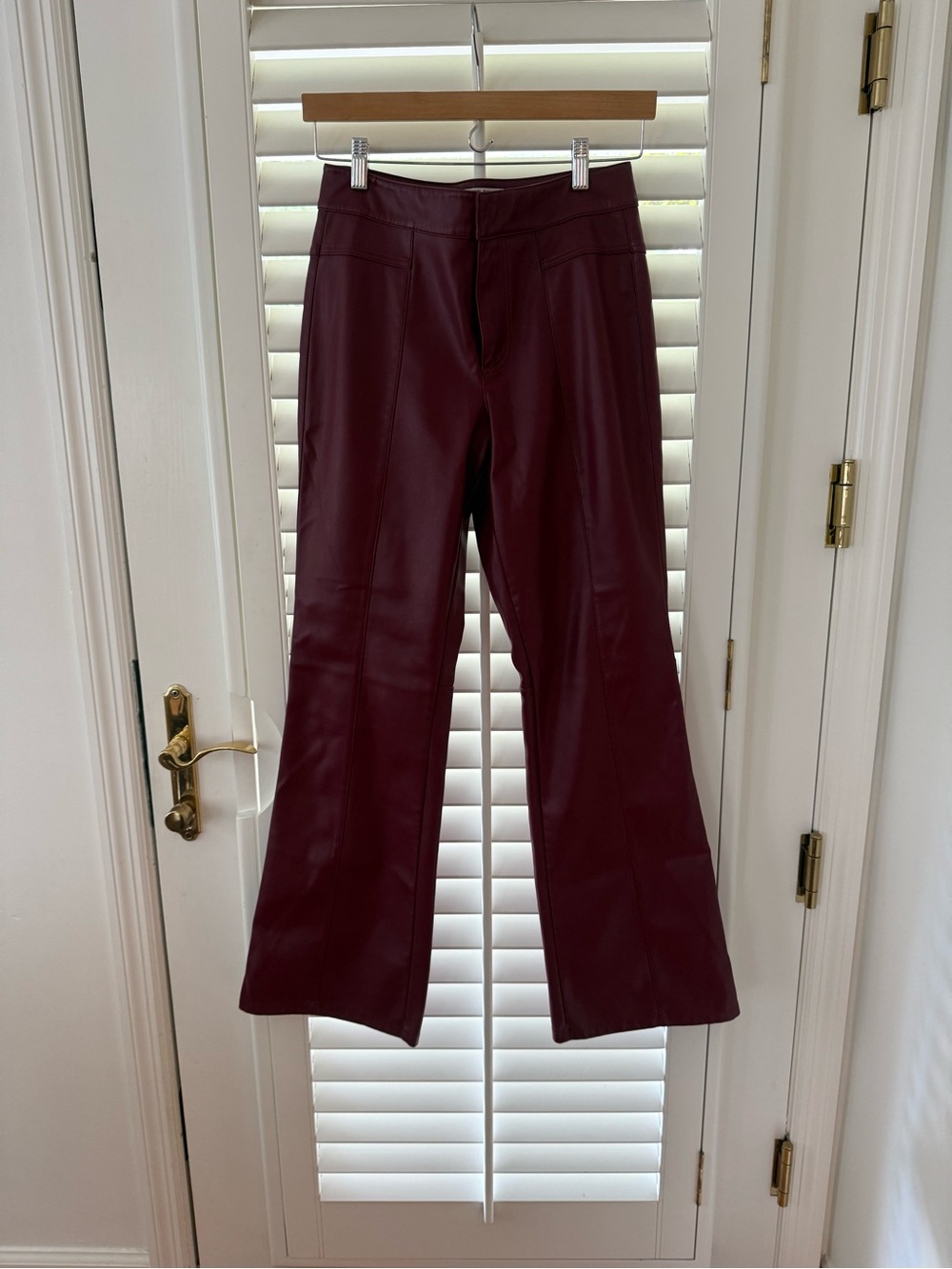 We The Free Faux Leather Flare Pants - Burgundy